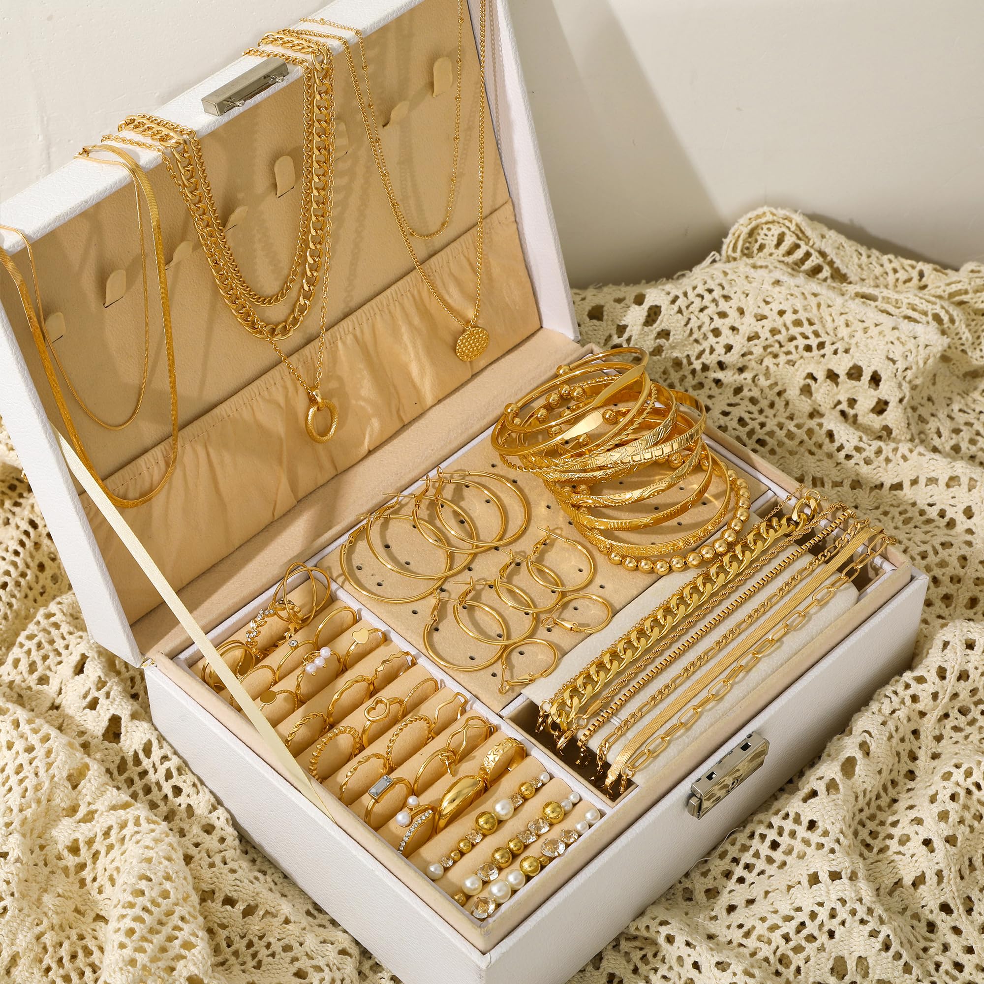 68 Piece Gold Jewelry Set With Necklaces Bracelets