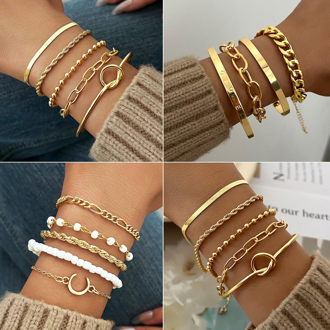 68 Piece Gold Jewelry Set With Necklaces Bracelets