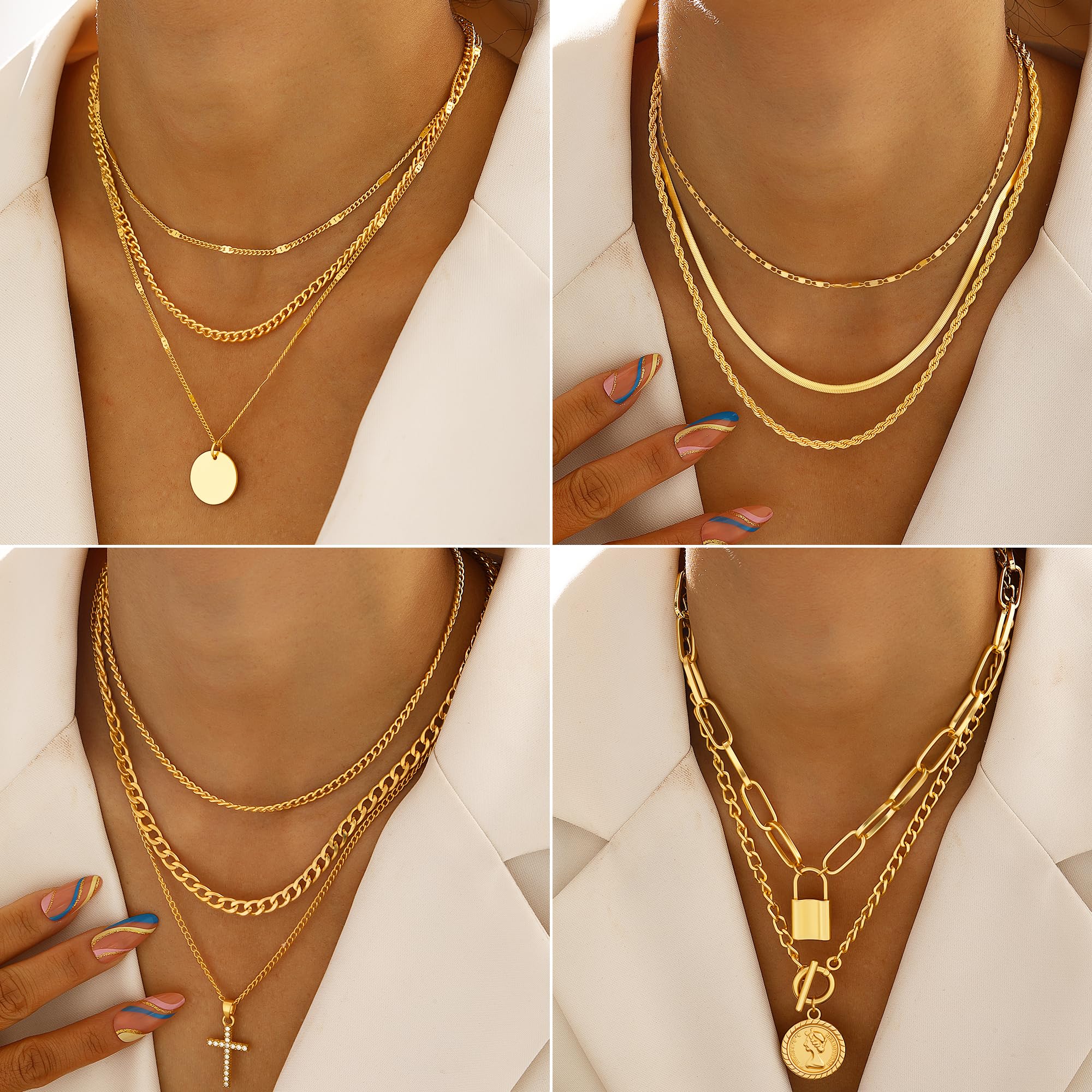 68 Piece Gold Jewelry Set With Necklaces Bracelets
