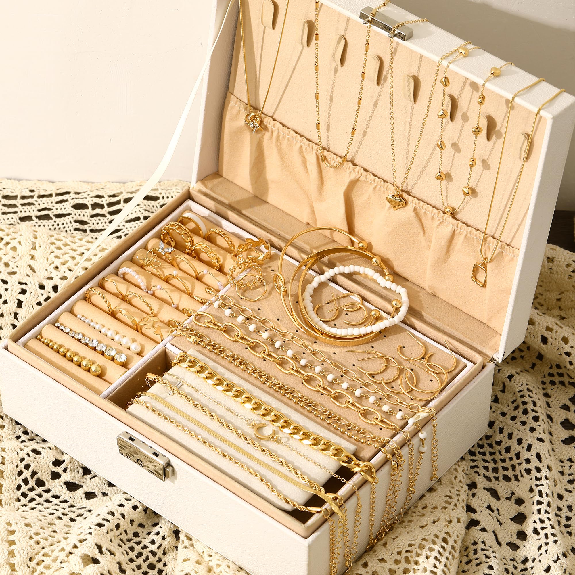 68 Piece Gold Jewelry Set With Necklaces Bracelets