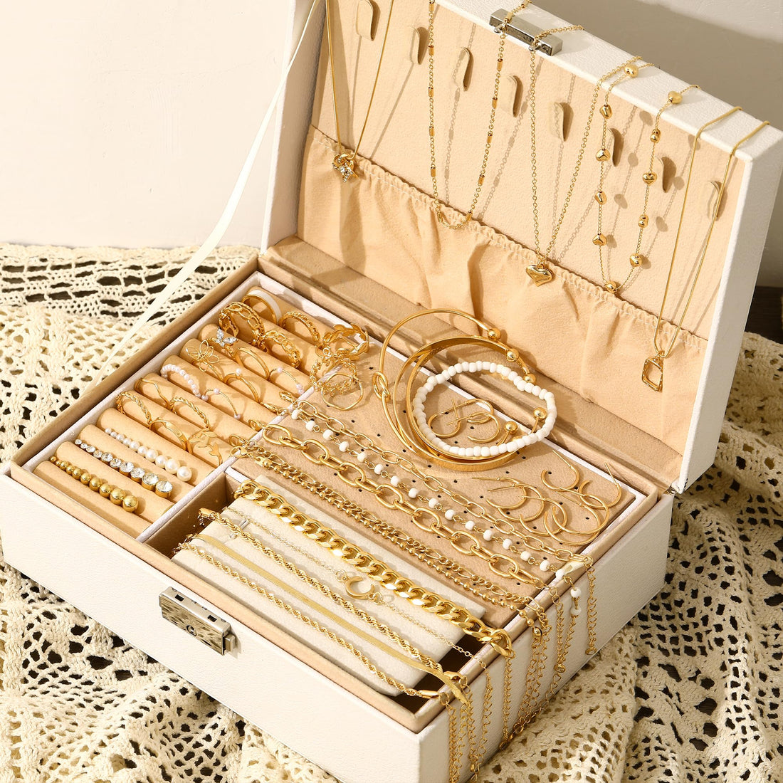 68 Piece Gold Jewelry Set With Necklaces Bracelets