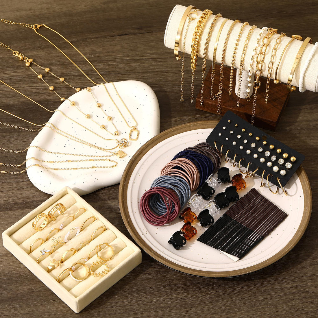 68 Piece Gold Jewelry Set With Necklaces Bracelets