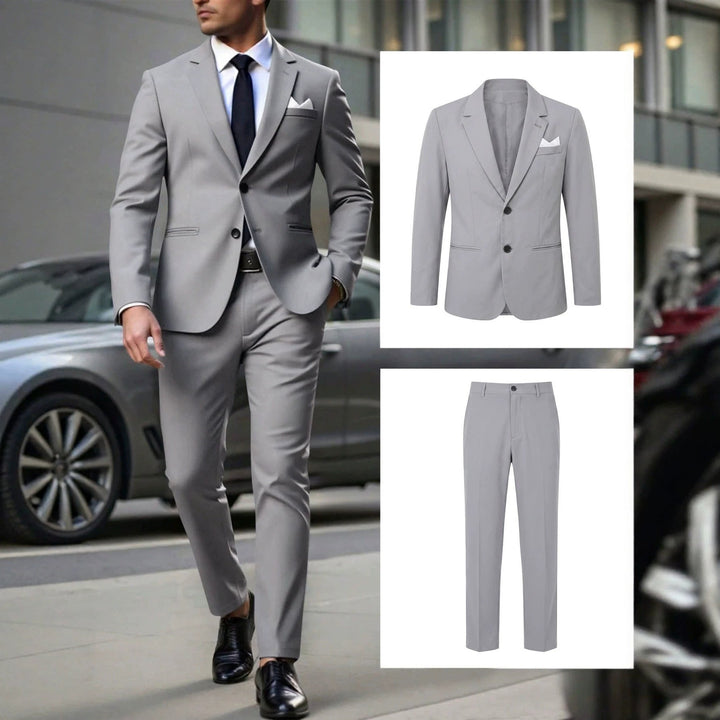 Men's Solid Color Business Formal Suit With Trousers