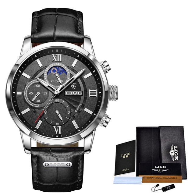 Men's Luxury Leather Quartz Sports Waterproof Watch
