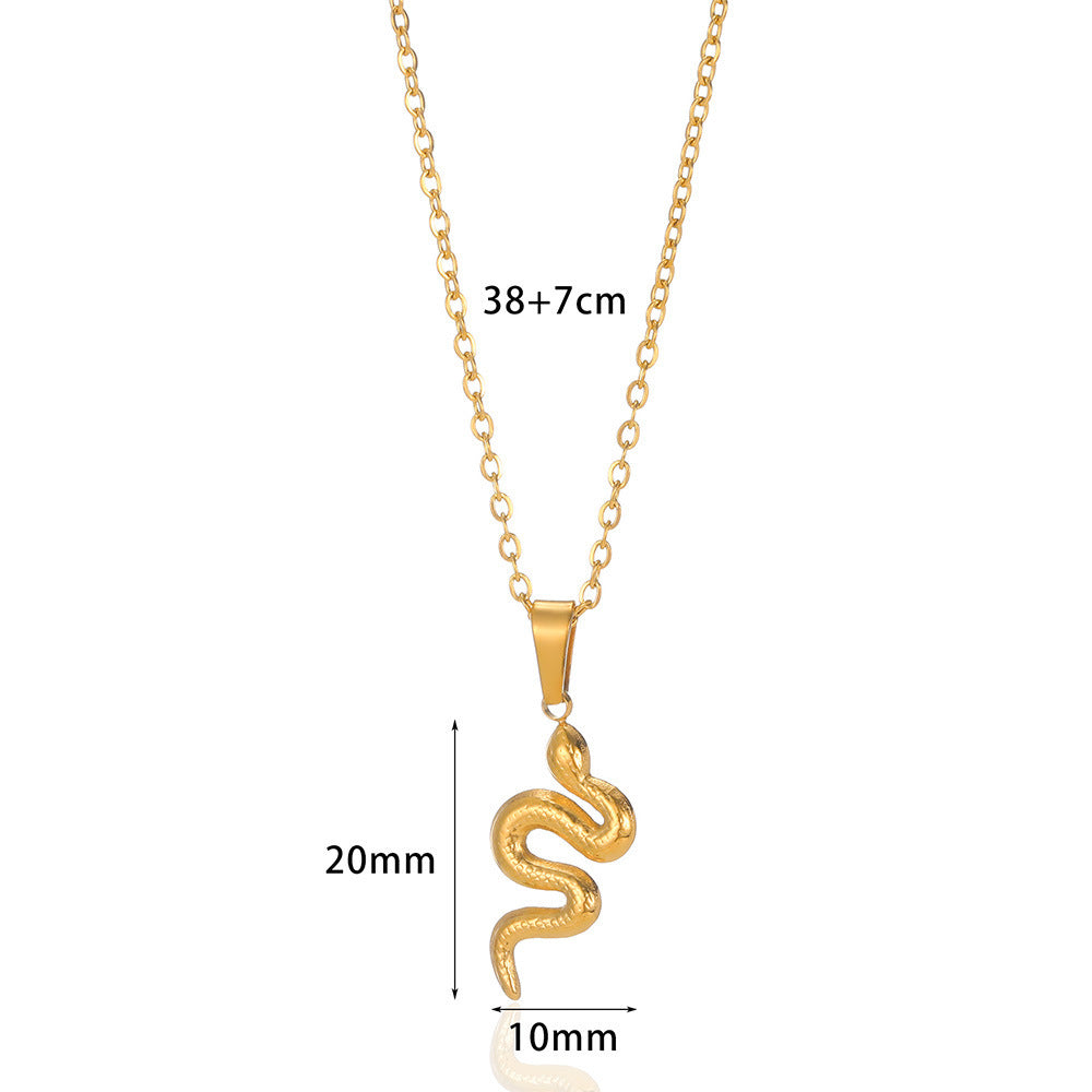 Women's Retro Snake Pendant Gold Plated Stainless Steel Necklace