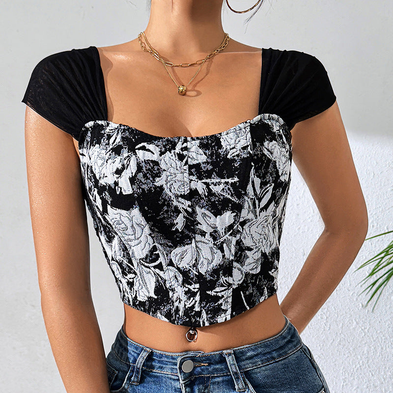 Women's Printed Ultra Short Summer Exposed Waist Crop