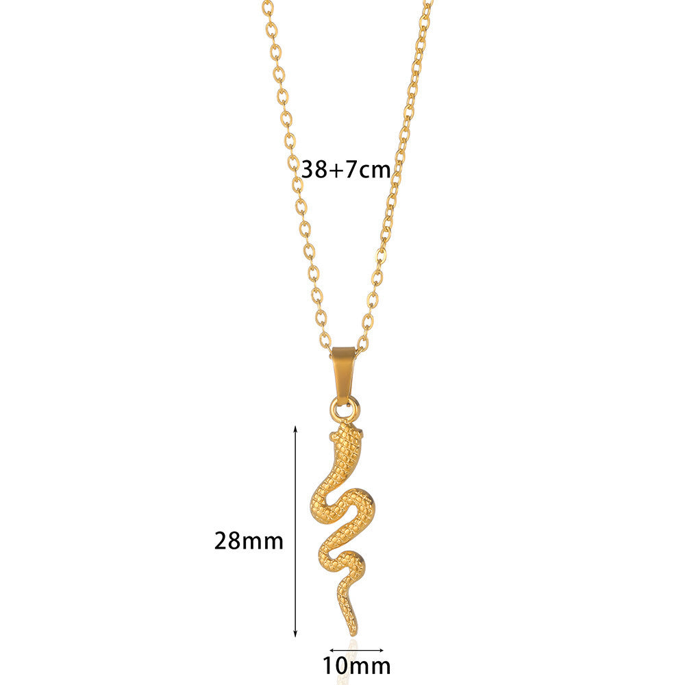 Women's Retro Snake Pendant Gold Plated Stainless Steel Necklace