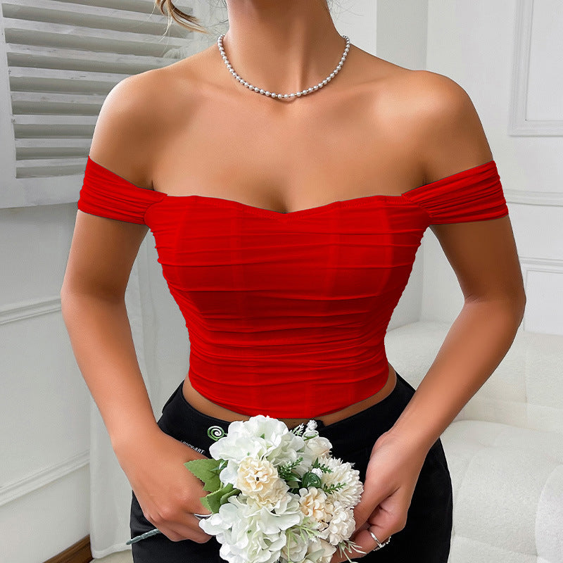 Women's Fishbone Waist Cinched Strapless Corset Top