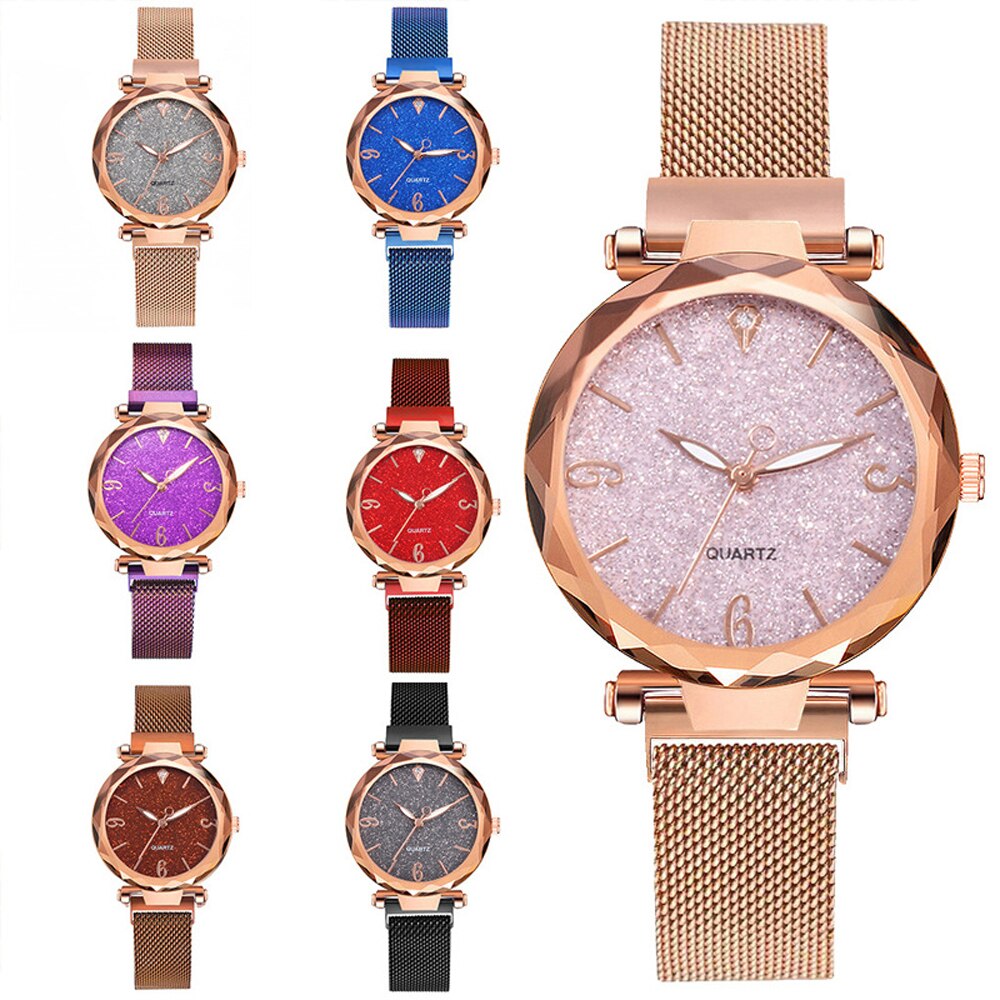 Women's Rose Gold Starry Sky Magnetic Mesh Watch