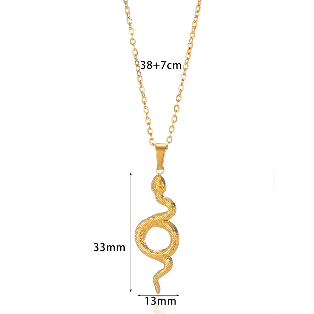 Women's Retro Snake Pendant Gold Plated Stainless Steel Necklace