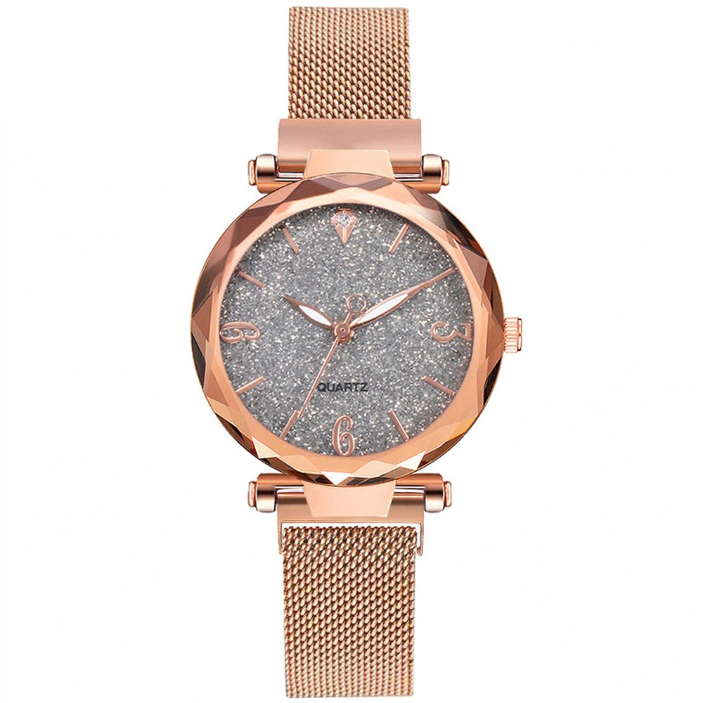 Women's Rose Gold Starry Sky Magnetic Mesh Watch