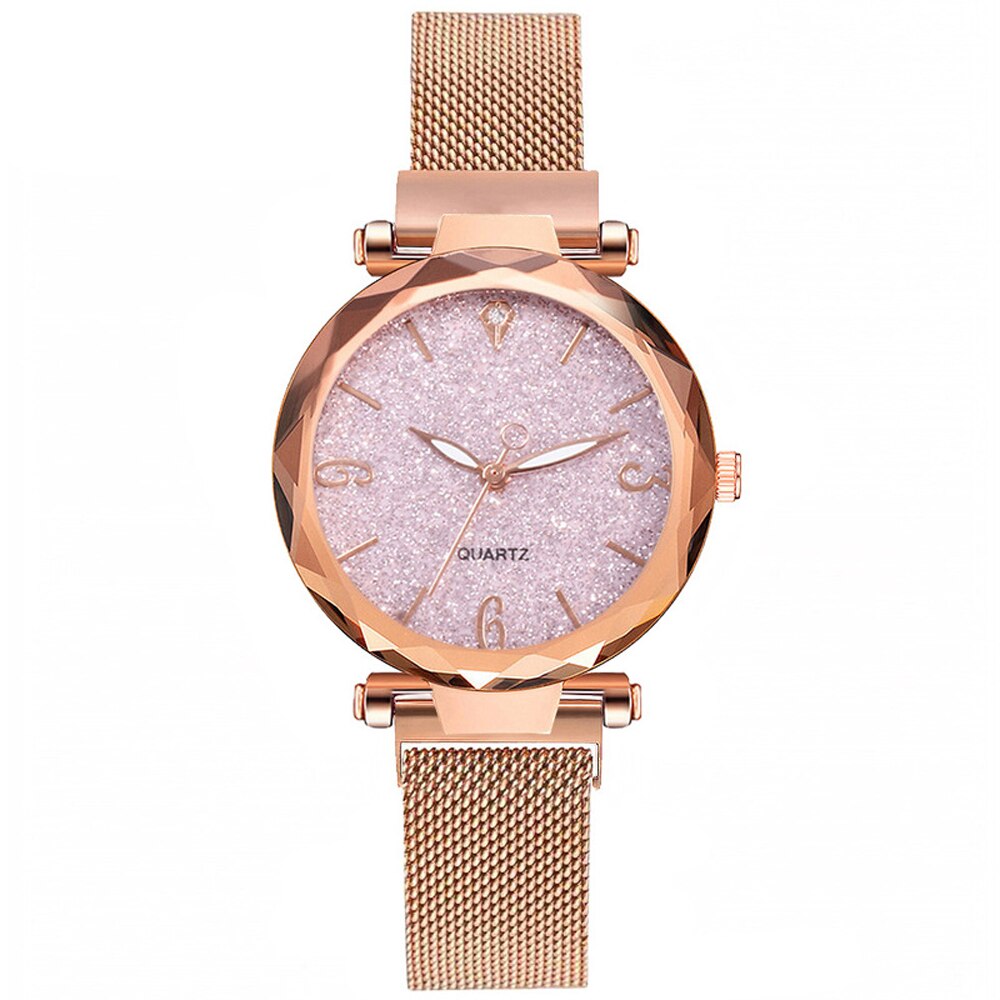 Women's Rose Gold Starry Sky Magnetic Mesh Watch