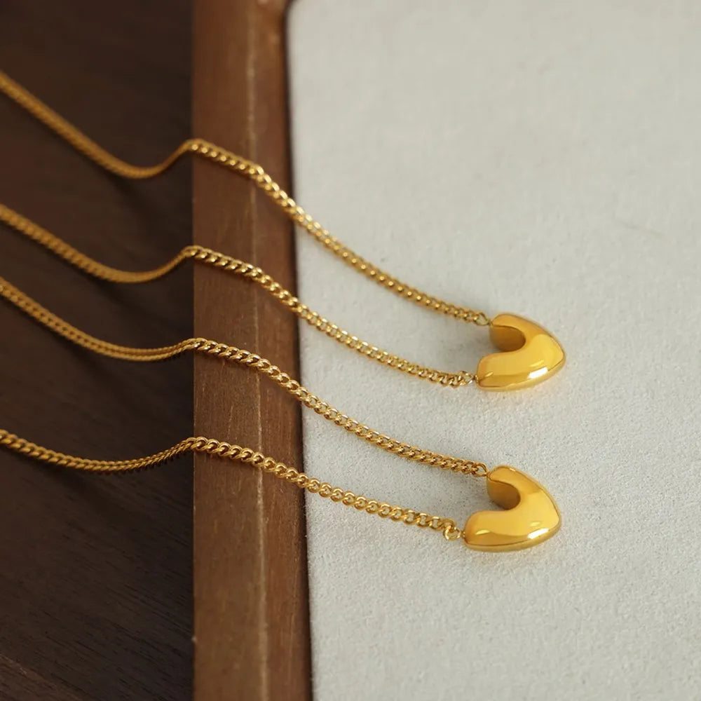 Women's Gold Plated Heart Pendant Necklace For Everyday