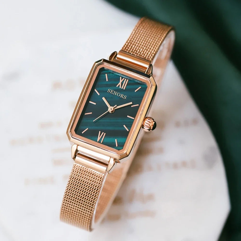 Senors Women's Rose Gold Stainless Steel Mesh Quartz Watch