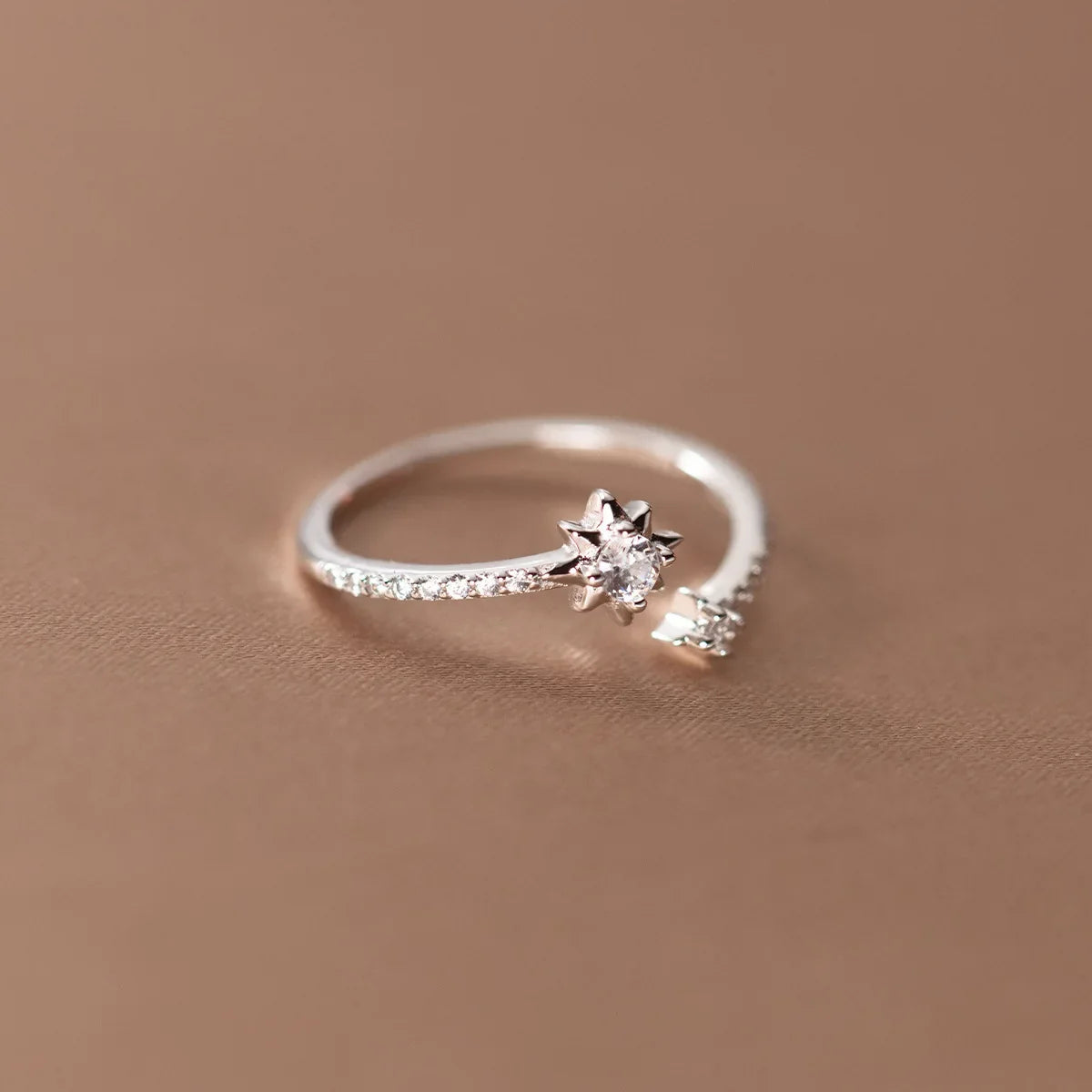 Women's 925 Sterling Silver Zircon Star Adjustable Ring