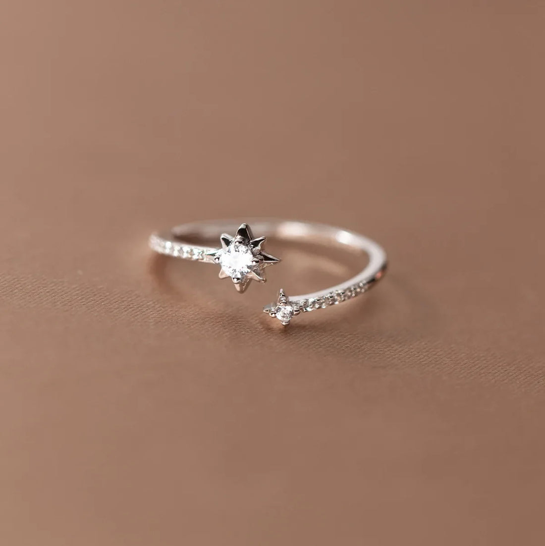 Women's 925 Sterling Silver Zircon Star Adjustable Ring