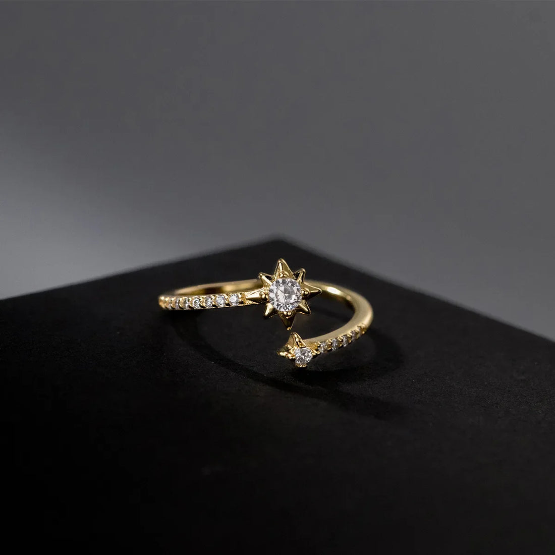 Women's 925 Sterling Silver Zircon Star Adjustable Ring