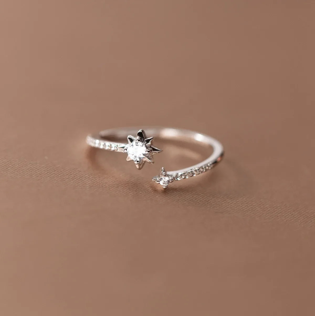 Women's 925 Sterling Silver Zircon Star Adjustable Ring