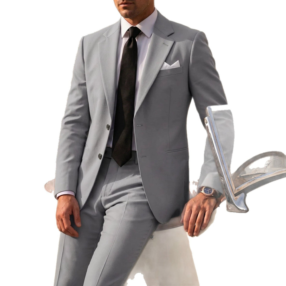 Men's Solid Color Business Formal Suit With Trousers