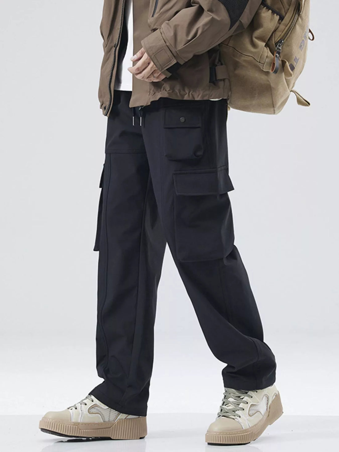 Men's Plus Size Drawstring Wide Leg Casual Pants