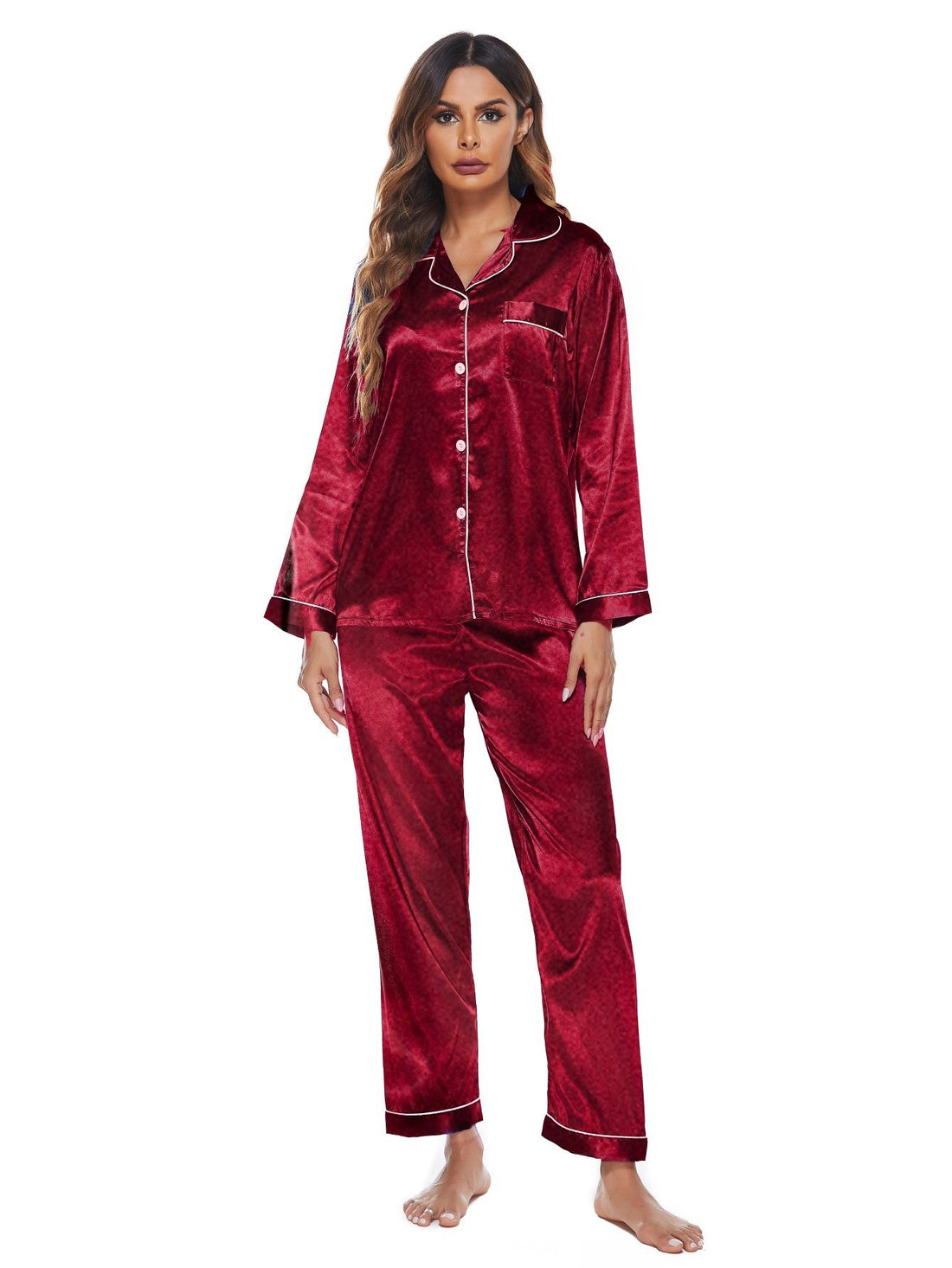 Women's Soft Long Sleeve Button Front Pajama Set
