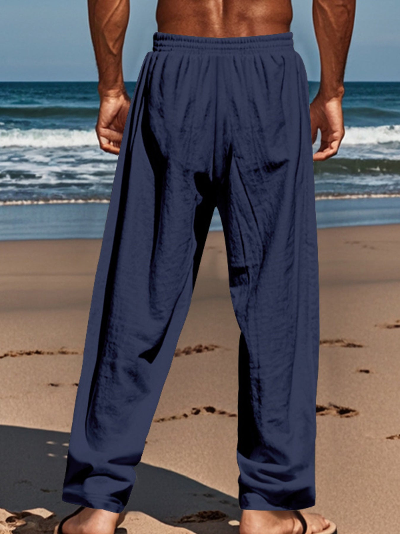 Men's Plus Size Button Fly Drawstring Casual Pants