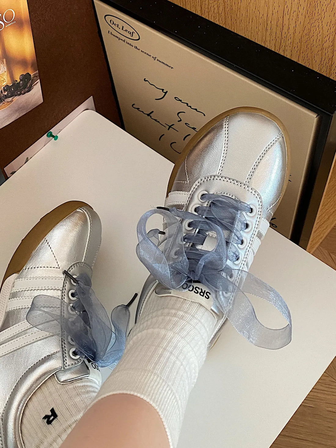 Striped Lace Up Sneakers Casual Women's Shoes