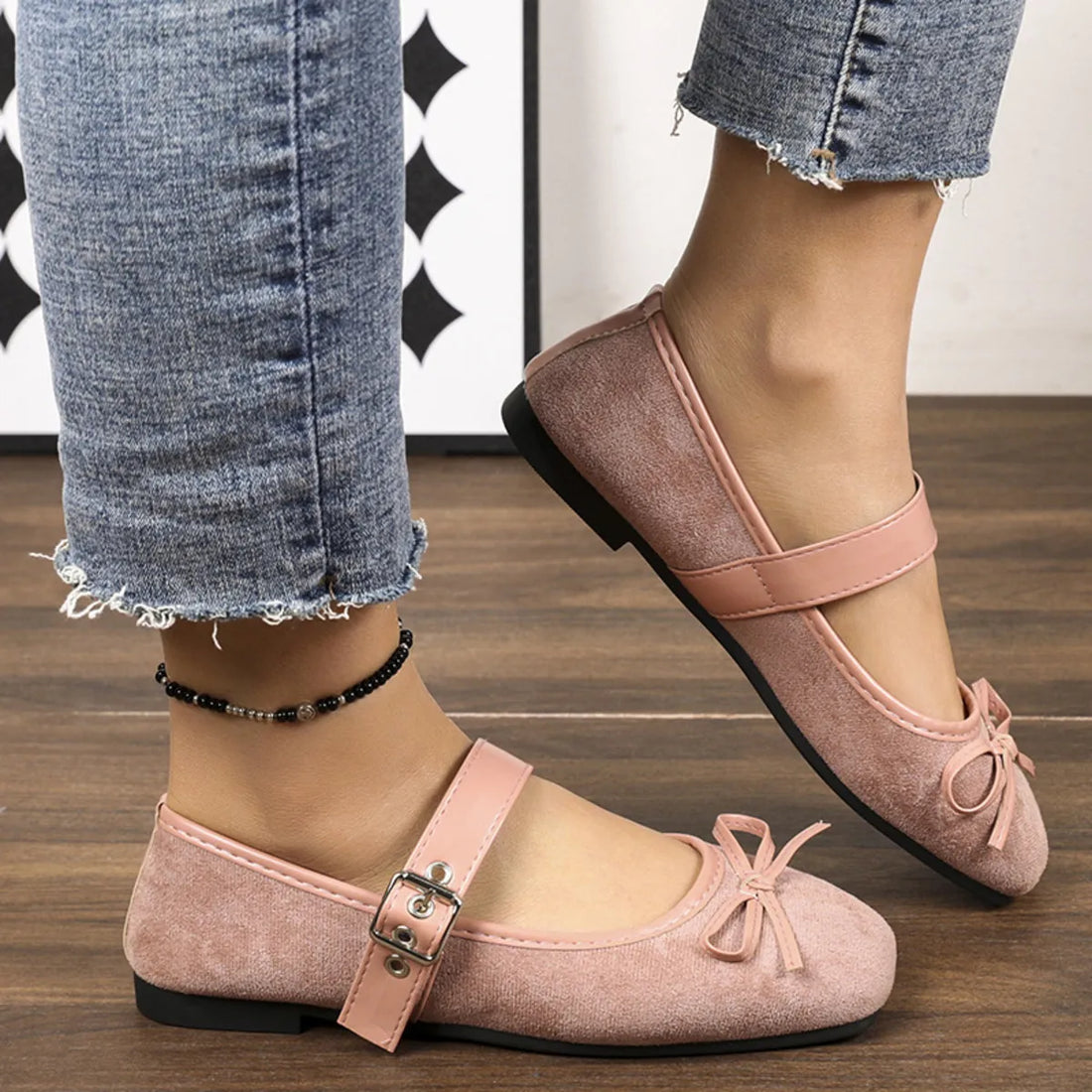 Square Toe Flats Slip On Casual Women's Shoes