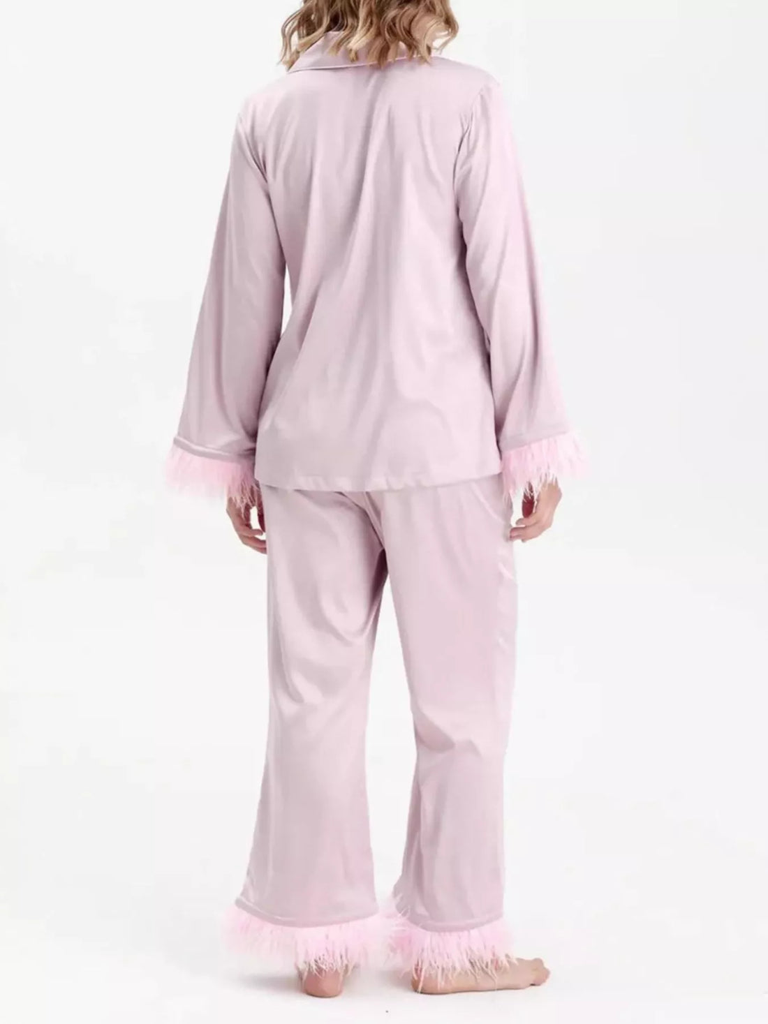 Women's Silky Button Up Top And Pants Lounge Set
