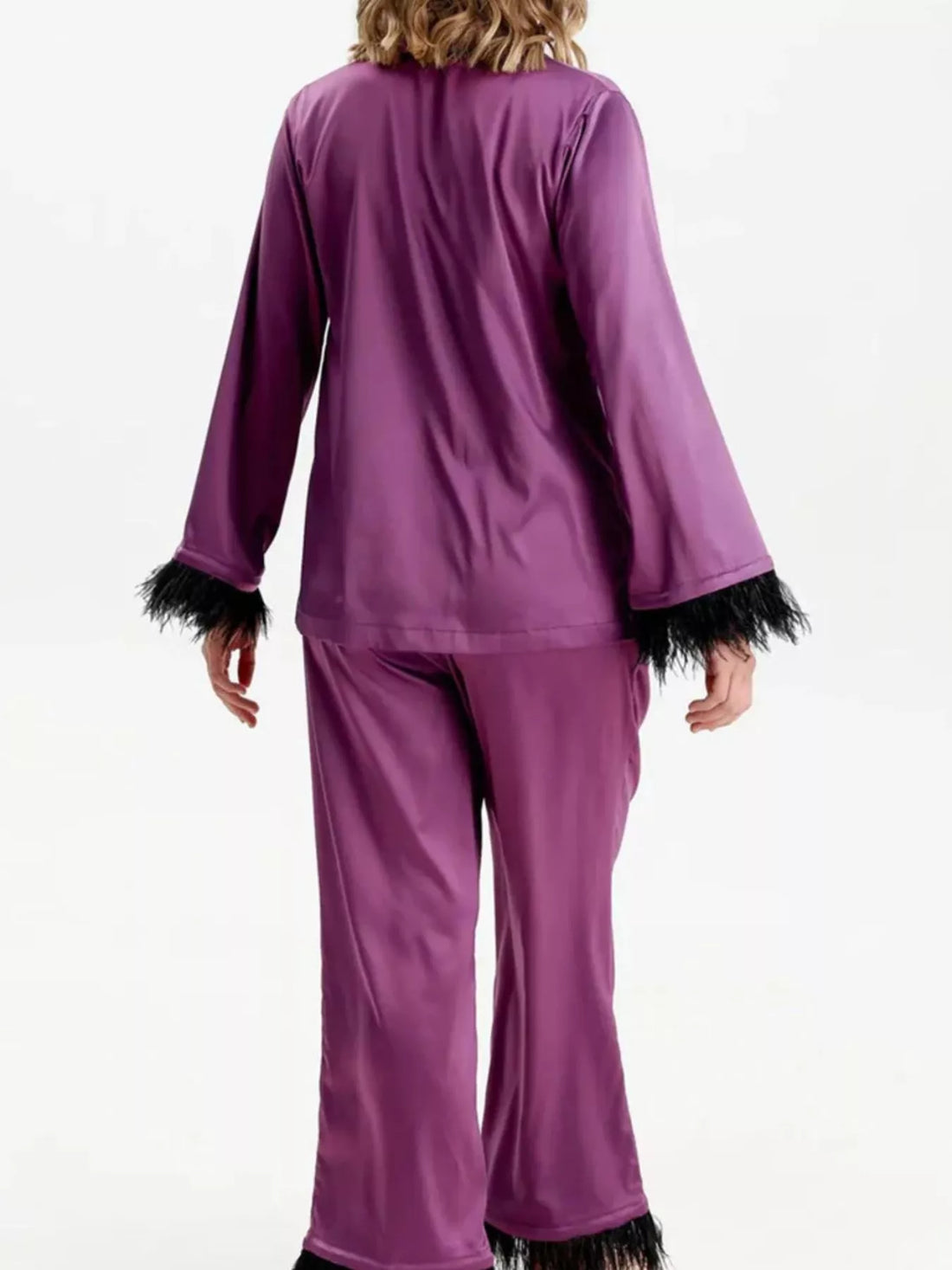 Women's Silky Button Up Top And Pants Lounge Set