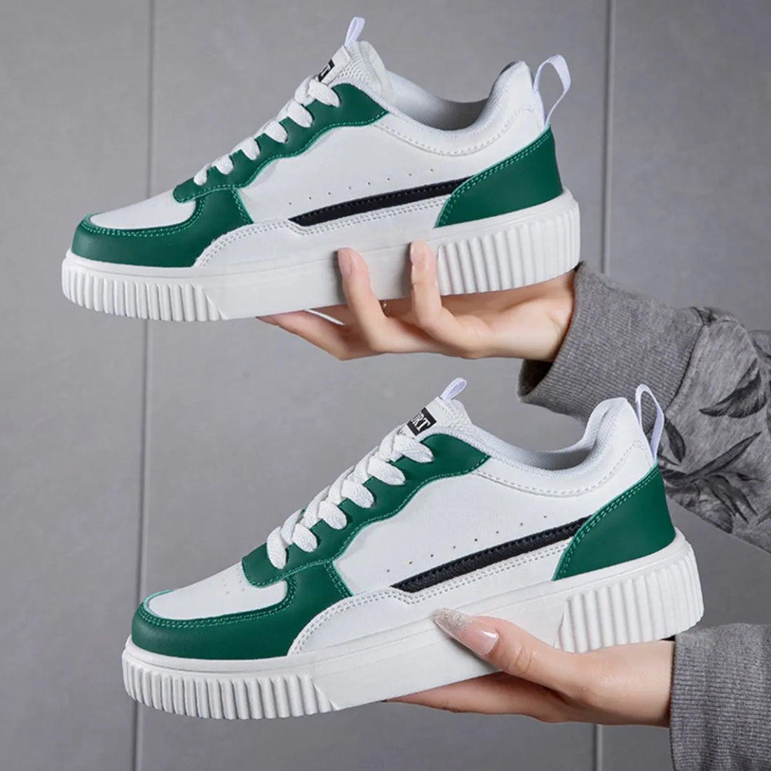 Lace Up Contrast Platform Sneakers Casual Women's Shoes