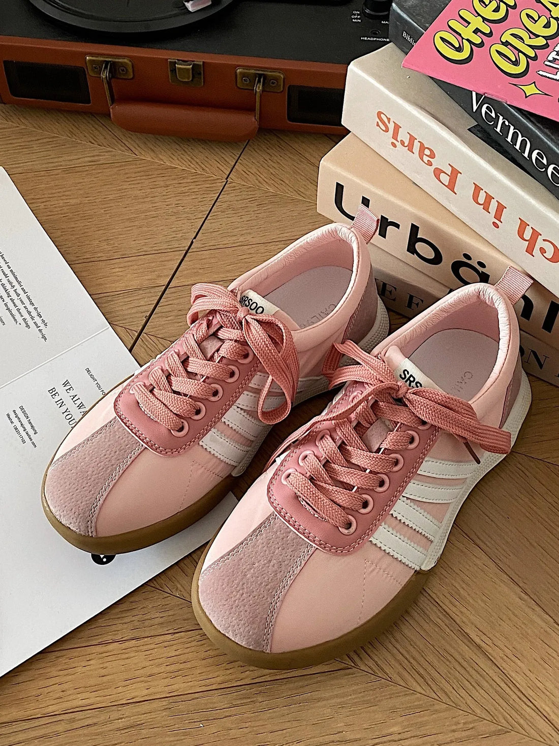 Striped Lace Up Sneakers Casual Women's Shoes