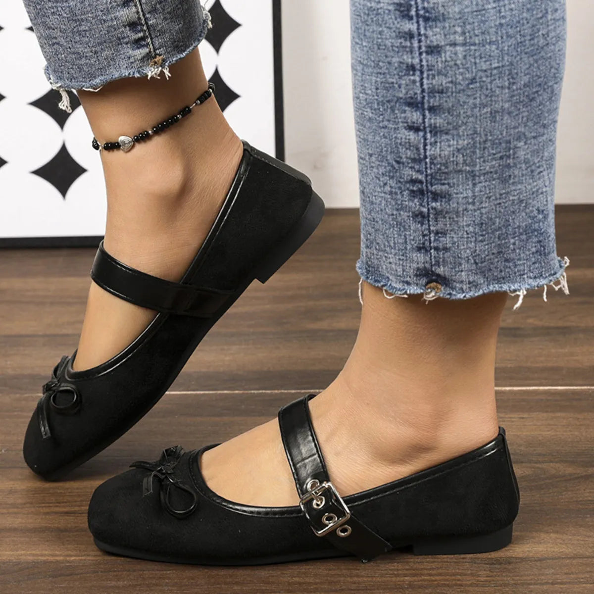 Square Toe Flats Slip On Casual Women's Shoes