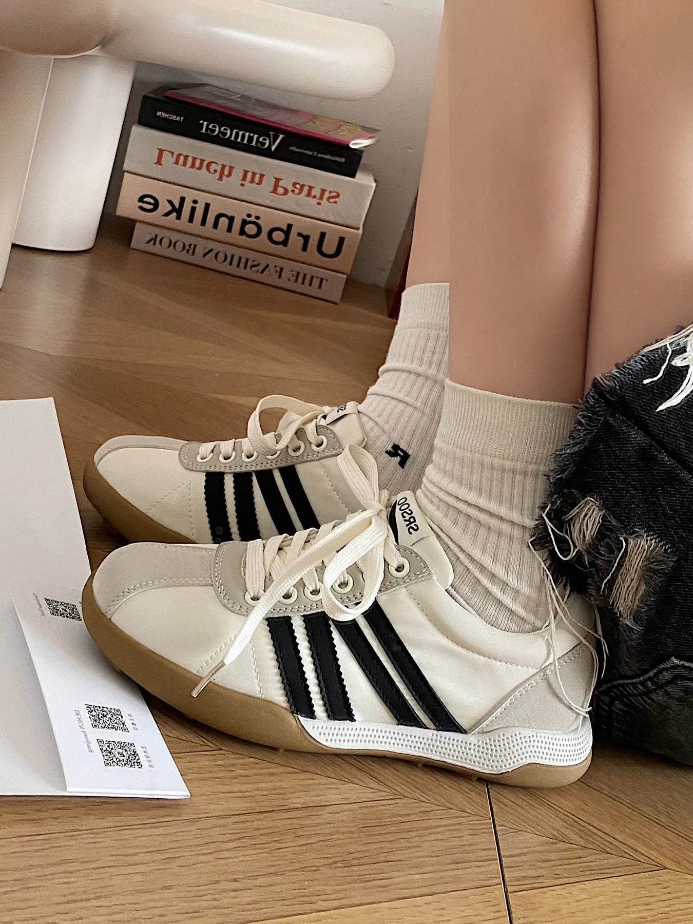 Striped Lace Up Sneakers Casual Women's Shoes