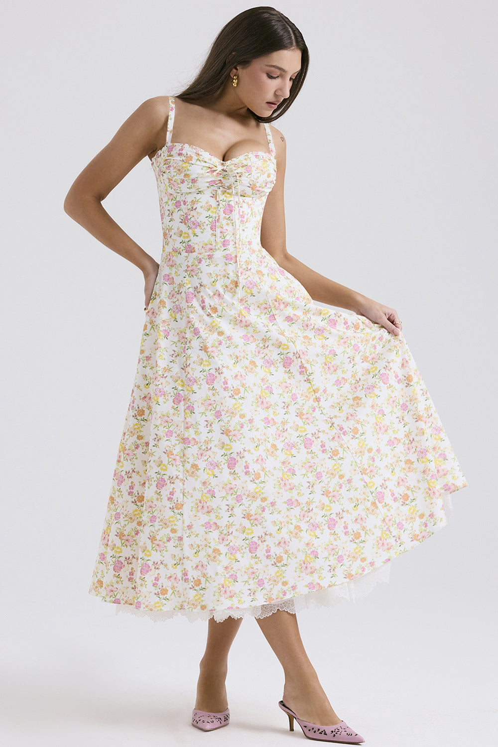 Women's Floral French Style Camisole Long Summer Dress