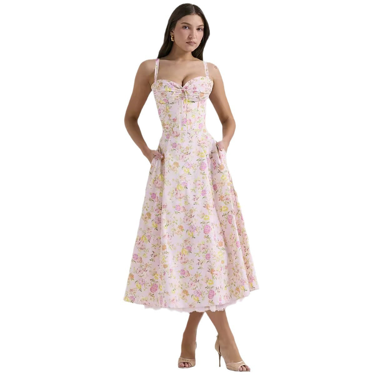 Women's Floral French Style Camisole Long Summer Dress