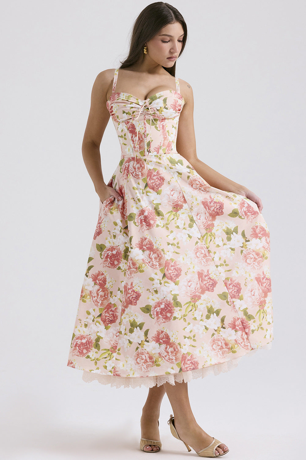 Women's Floral French Style Camisole Long Summer Dress