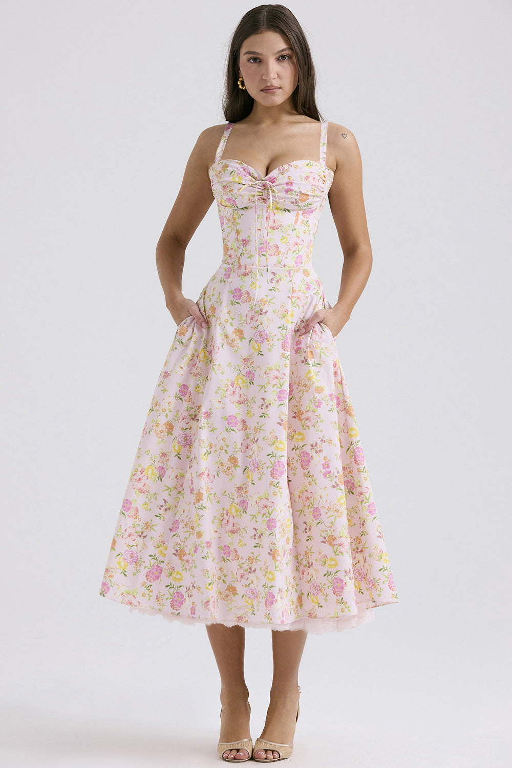 Women's Floral French Style Camisole Long Summer Dress