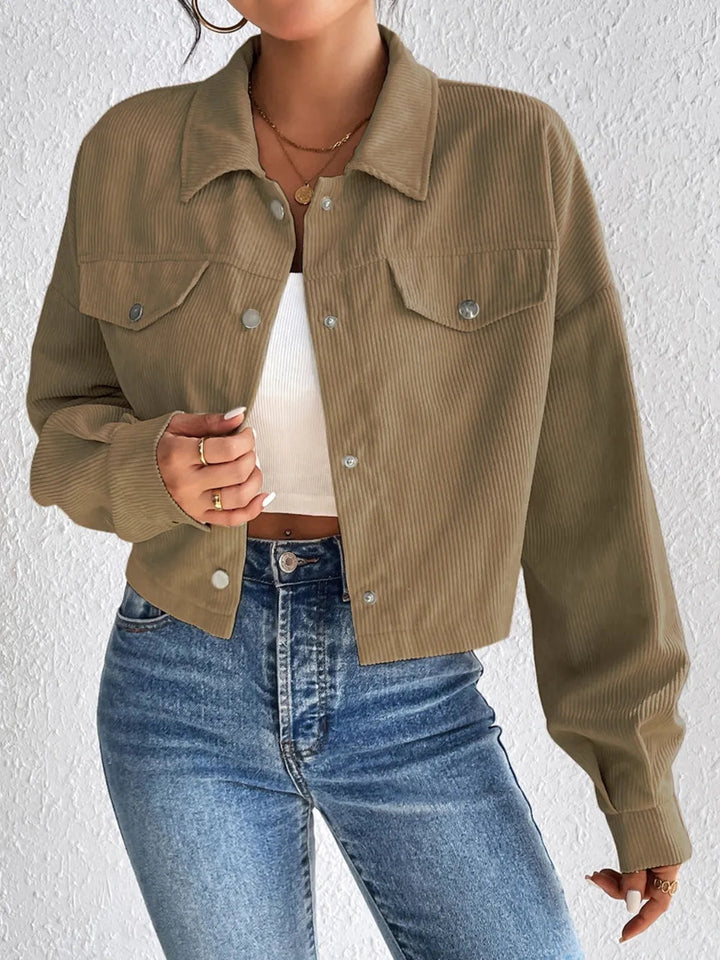 Snap Down Long Sleeve Jacket For Everyday Wear