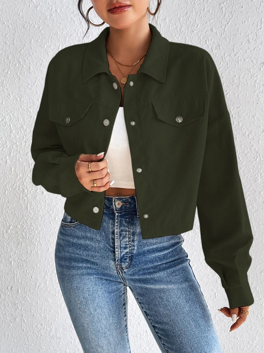 Snap Down Long Sleeve Jacket For Everyday Wear