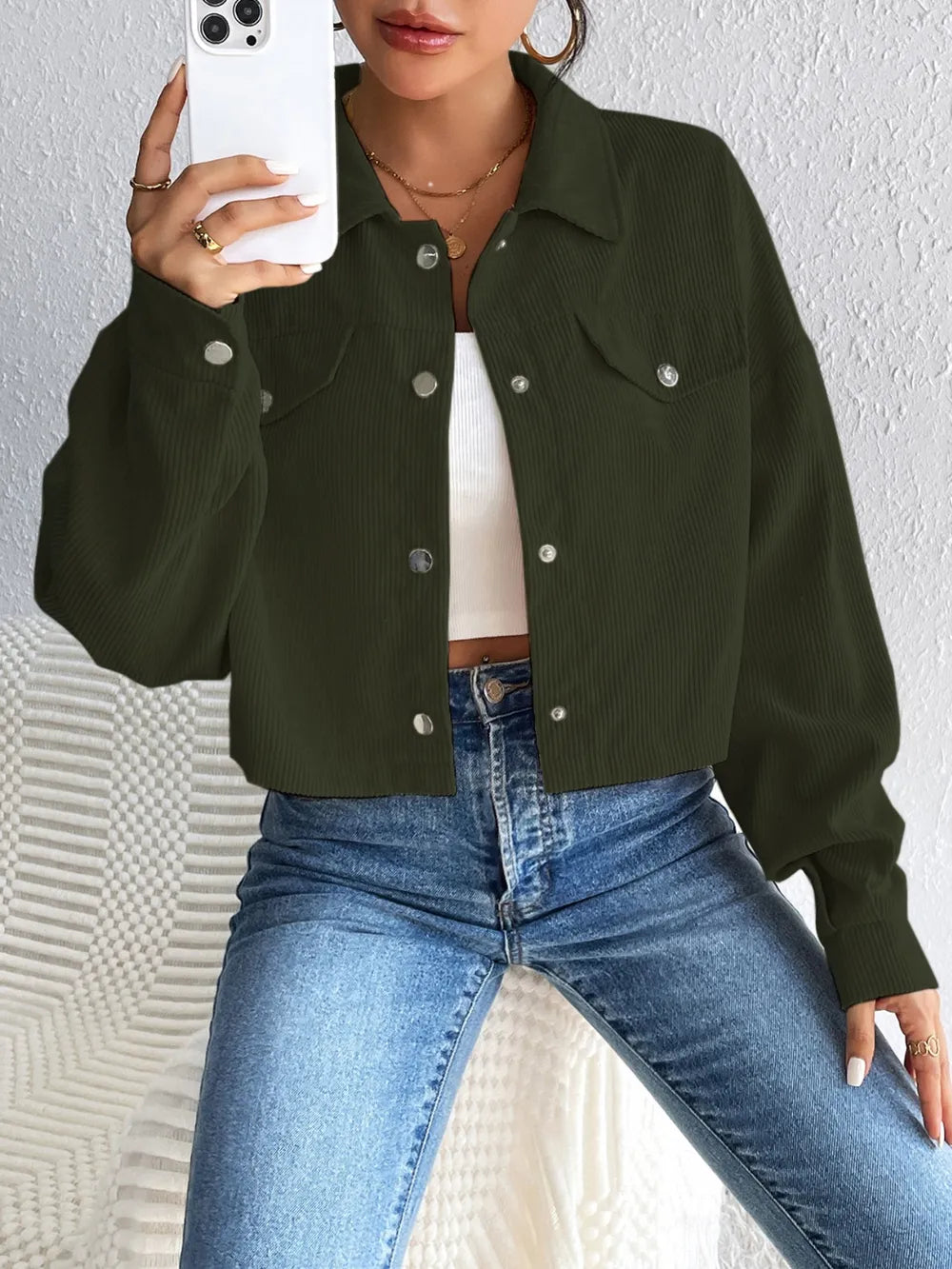 Snap Down Long Sleeve Jacket For Everyday Wear