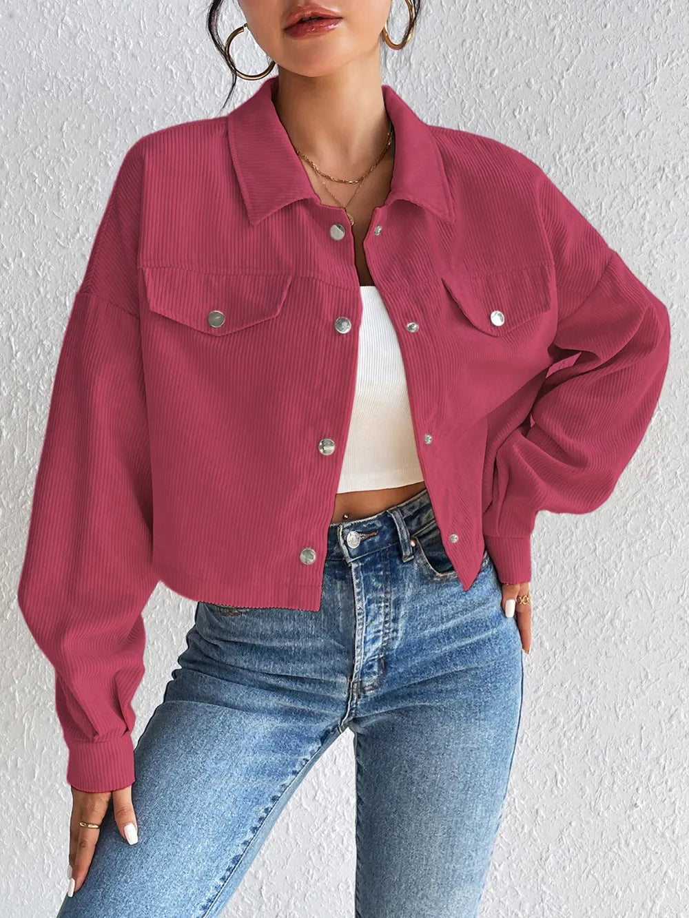 Snap Down Long Sleeve Jacket For Everyday Wear