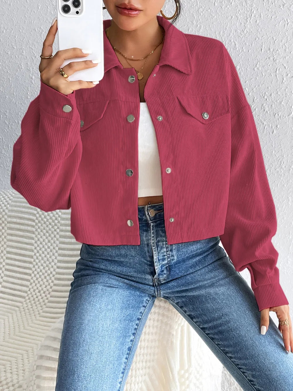 Snap Down Long Sleeve Jacket For Everyday Wear