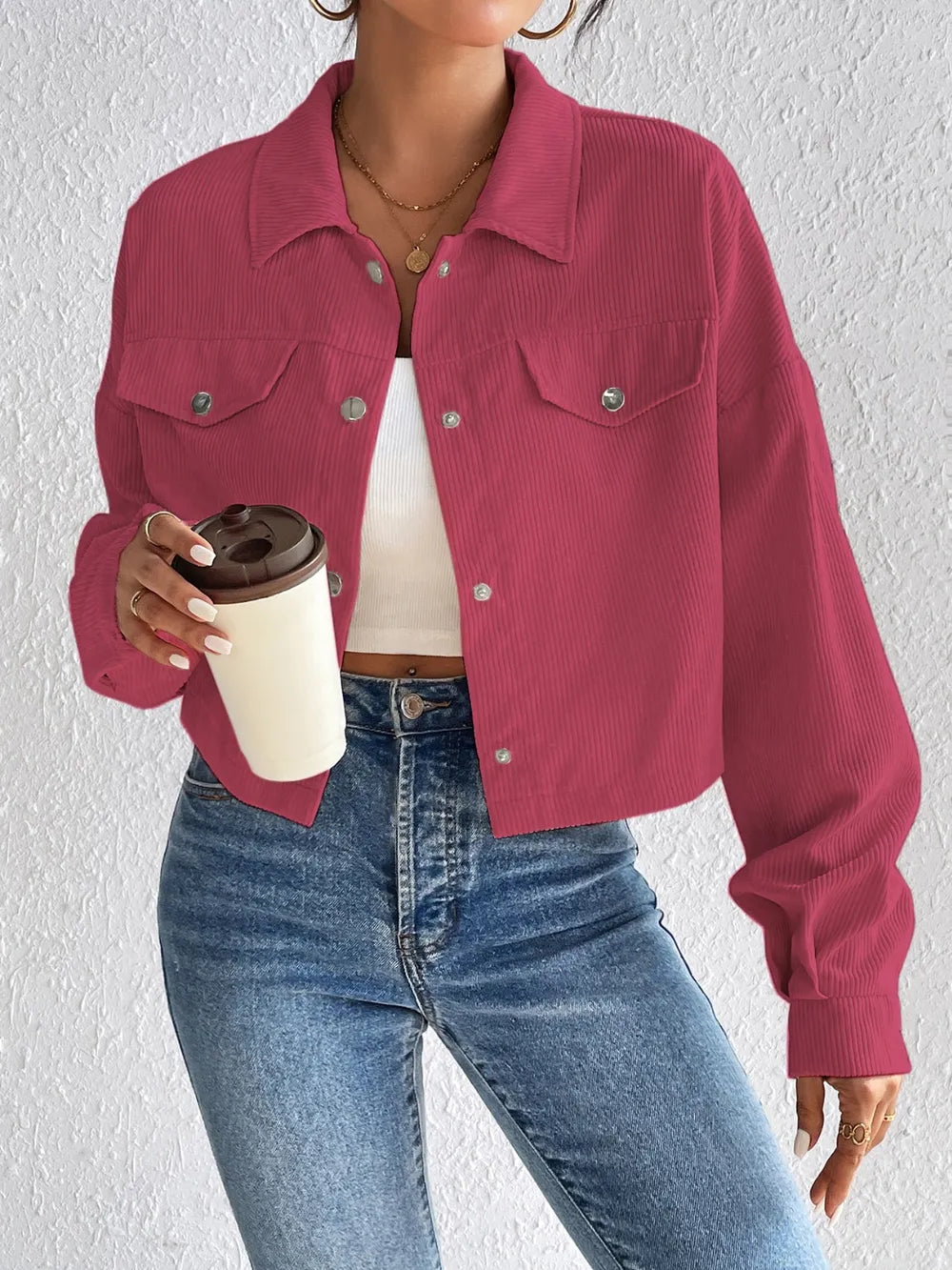 Snap Down Long Sleeve Jacket For Everyday Wear