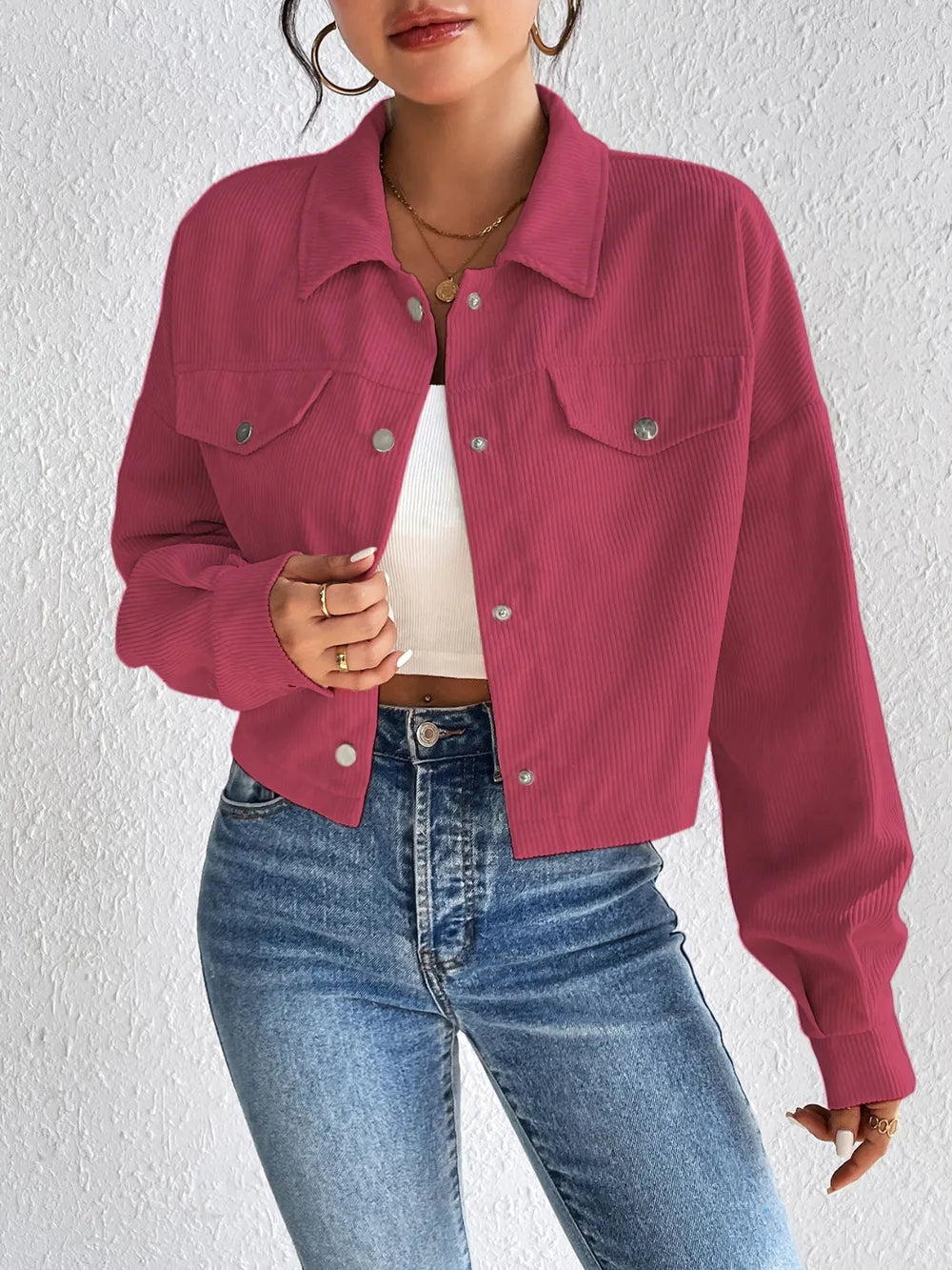 Snap Down Long Sleeve Jacket For Everyday Wear