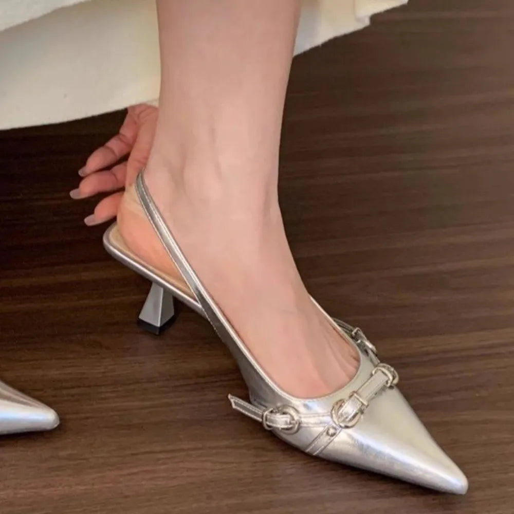 Spring Summer Buckle Toe Cap Backless Sandals