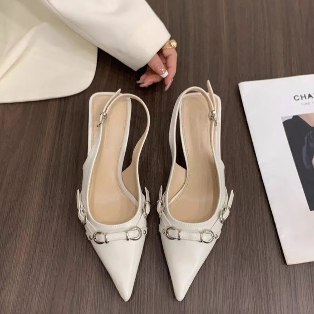 Spring Summer Buckle Toe Cap Backless Sandals
