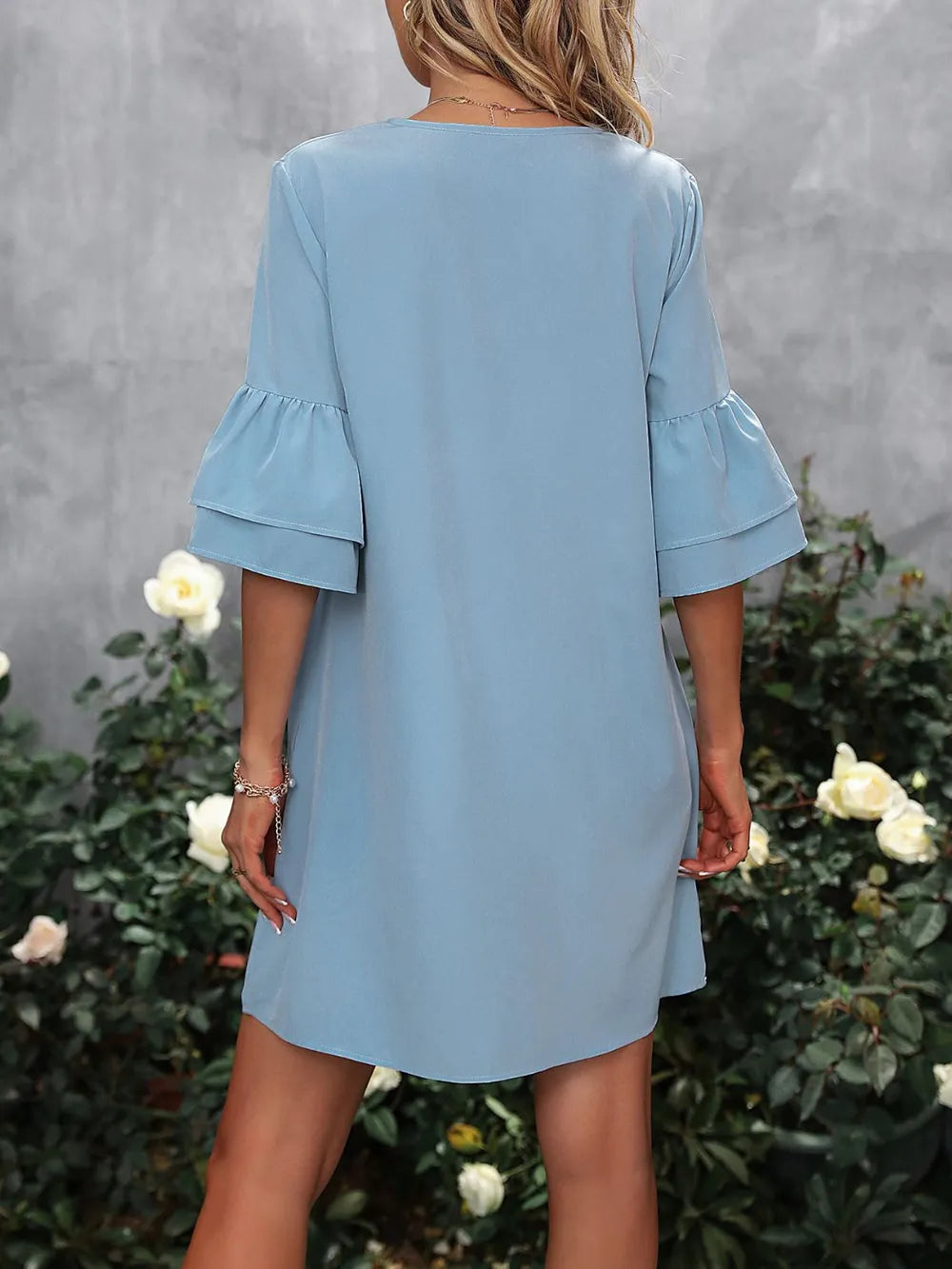 Women's V Neck Half Sleeve Casual Mini Dress